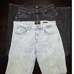 7 For All Mankind Adrien Slim Jeans Bundle womens 30 Black Light Blue 2pk